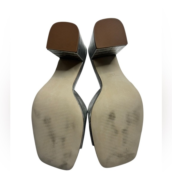 Steve Madden Silver Alaya Heeled Metallic Mules Size 9.5 CrocEmbossed Leather - Picture 7 of 9